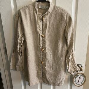 Vintage California Design Dorothy Samuel Button Down Top Size 14 Linen Blend